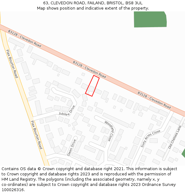 63, CLEVEDON ROAD, FAILAND, BRISTOL, BS8 3UL: Location map and indicative extent of plot