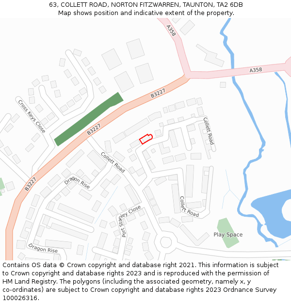 63, COLLETT ROAD, NORTON FITZWARREN, TAUNTON, TA2 6DB: Location map and indicative extent of plot