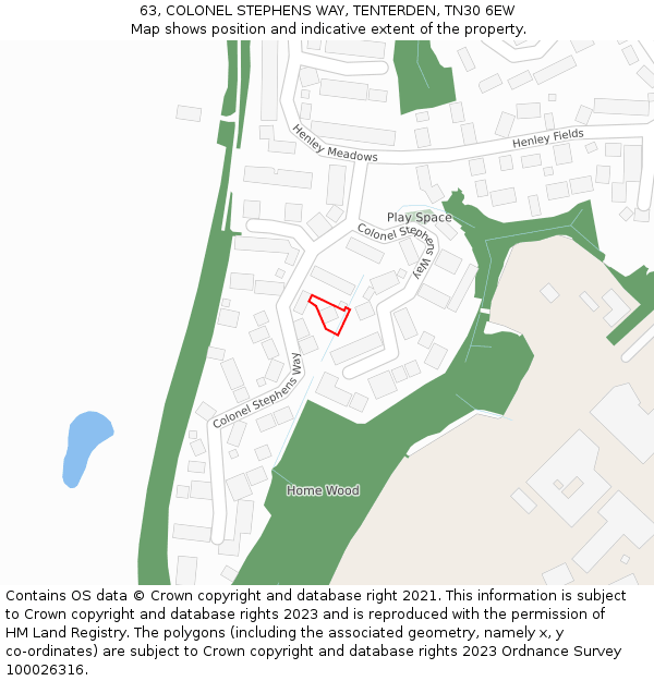 63, COLONEL STEPHENS WAY, TENTERDEN, TN30 6EW: Location map and indicative extent of plot
