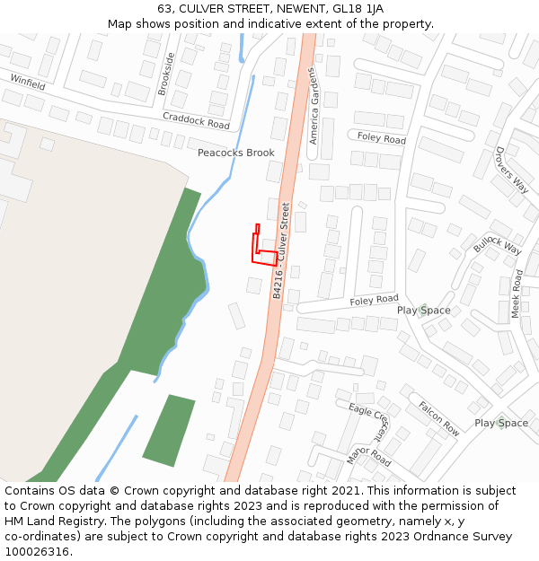 63, CULVER STREET, NEWENT, GL18 1JA: Location map and indicative extent of plot