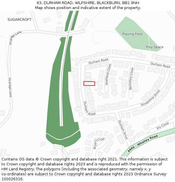 63, DURHAM ROAD, WILPSHIRE, BLACKBURN, BB1 9NH: Location map and indicative extent of plot