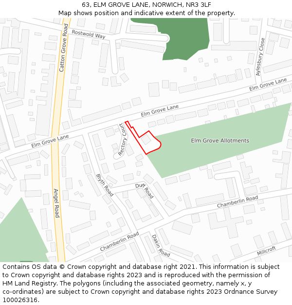 63, ELM GROVE LANE, NORWICH, NR3 3LF: Location map and indicative extent of plot