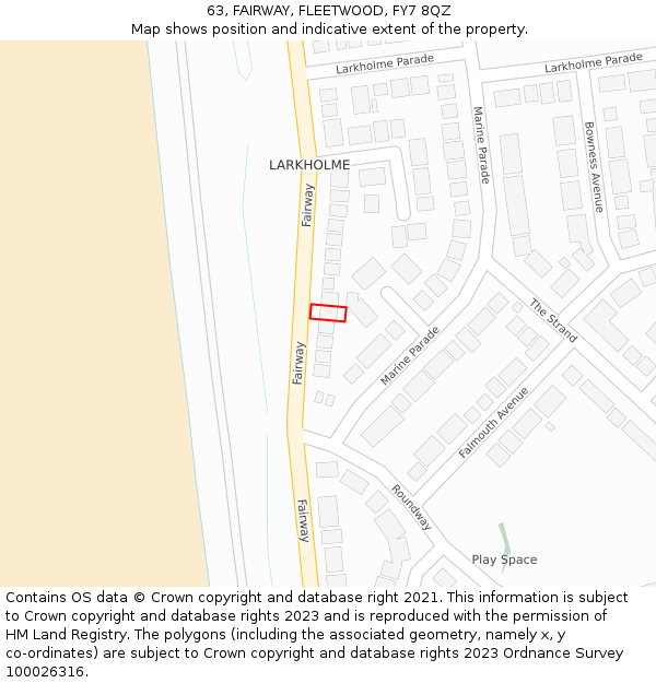 63, FAIRWAY, FLEETWOOD, FY7 8QZ: Location map and indicative extent of plot