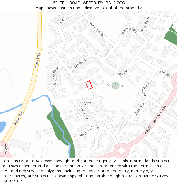 63, FELL ROAD, WESTBURY, BA13 2GG: Location map and indicative extent of plot