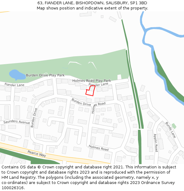 63, FIANDER LANE, BISHOPDOWN, SALISBURY, SP1 3BD: Location map and indicative extent of plot