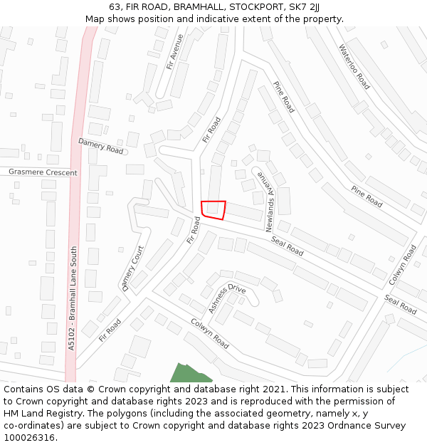 63, FIR ROAD, BRAMHALL, STOCKPORT, SK7 2JJ: Location map and indicative extent of plot