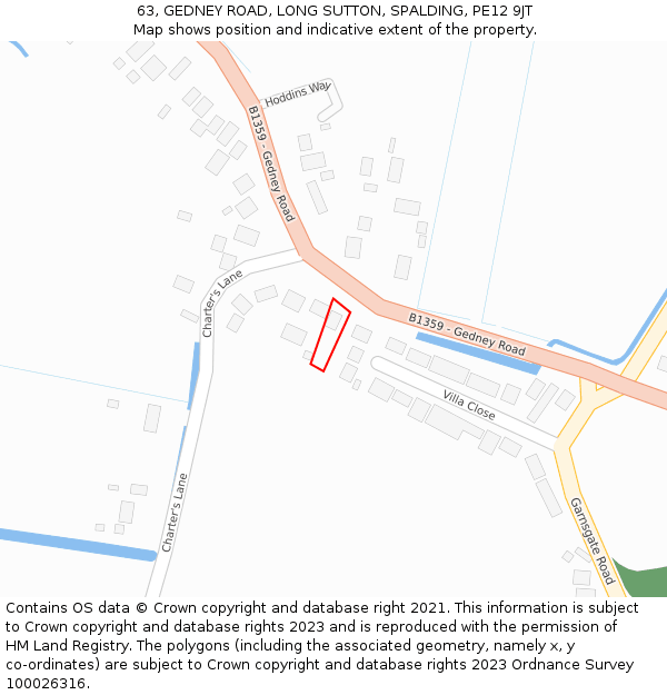 63, GEDNEY ROAD, LONG SUTTON, SPALDING, PE12 9JT: Location map and indicative extent of plot