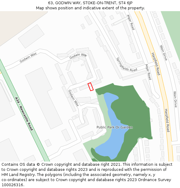 63, GODWIN WAY, STOKE-ON-TRENT, ST4 6JP: Location map and indicative extent of plot