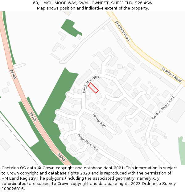 63, HAIGH MOOR WAY, SWALLOWNEST, SHEFFIELD, S26 4SW: Location map and indicative extent of plot