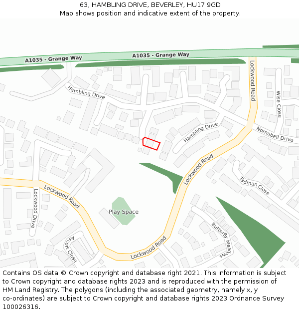 63, HAMBLING DRIVE, BEVERLEY, HU17 9GD: Location map and indicative extent of plot