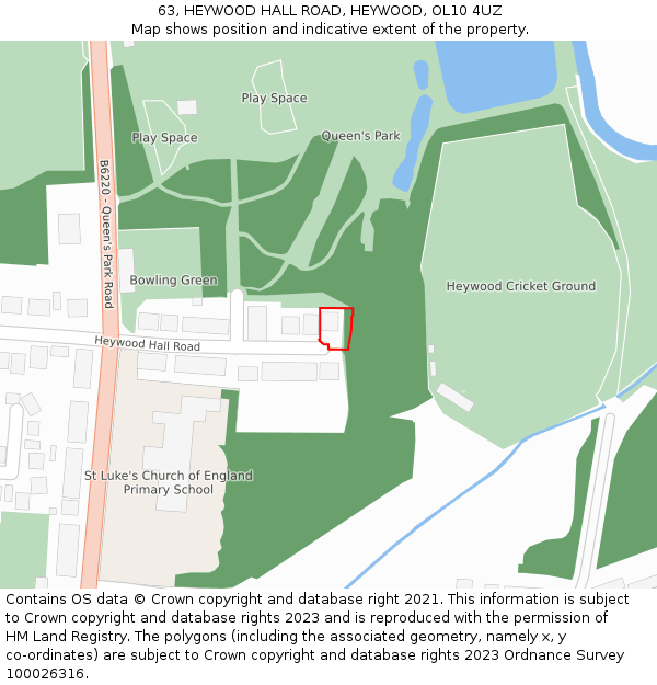 63, HEYWOOD HALL ROAD, HEYWOOD, OL10 4UZ: Location map and indicative extent of plot