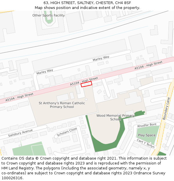 63, HIGH STREET, SALTNEY, CHESTER, CH4 8SF: Location map and indicative extent of plot