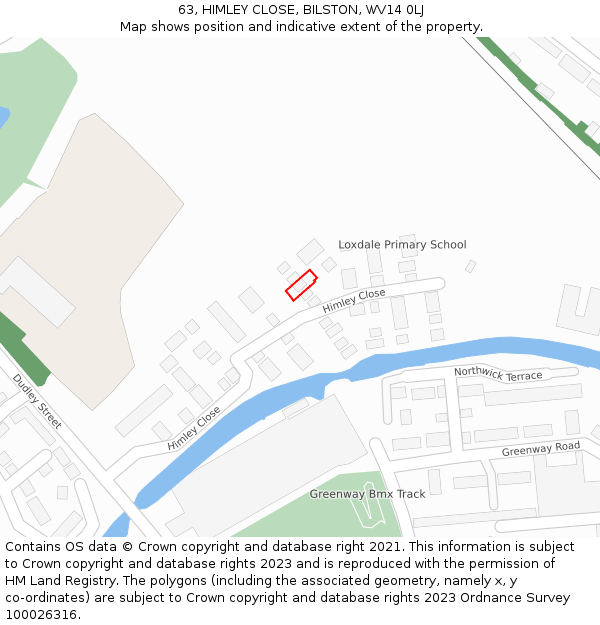 63, HIMLEY CLOSE, BILSTON, WV14 0LJ: Location map and indicative extent of plot