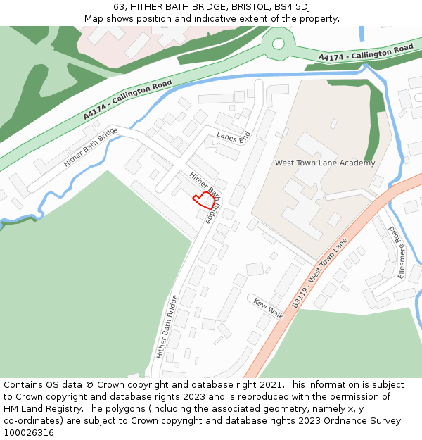 63, HITHER BATH BRIDGE, BRISTOL, BS4 5DJ: Location map and indicative extent of plot