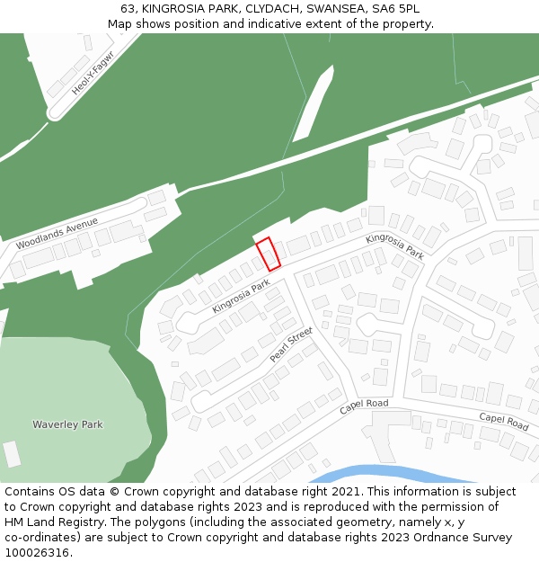 63, KINGROSIA PARK, CLYDACH, SWANSEA, SA6 5PL: Location map and indicative extent of plot