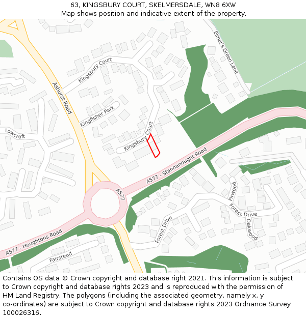 63, KINGSBURY COURT, SKELMERSDALE, WN8 6XW: Location map and indicative extent of plot