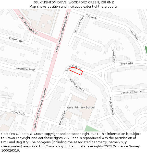 63, KNIGHTON DRIVE, WOODFORD GREEN, IG8 0NZ: Location map and indicative extent of plot