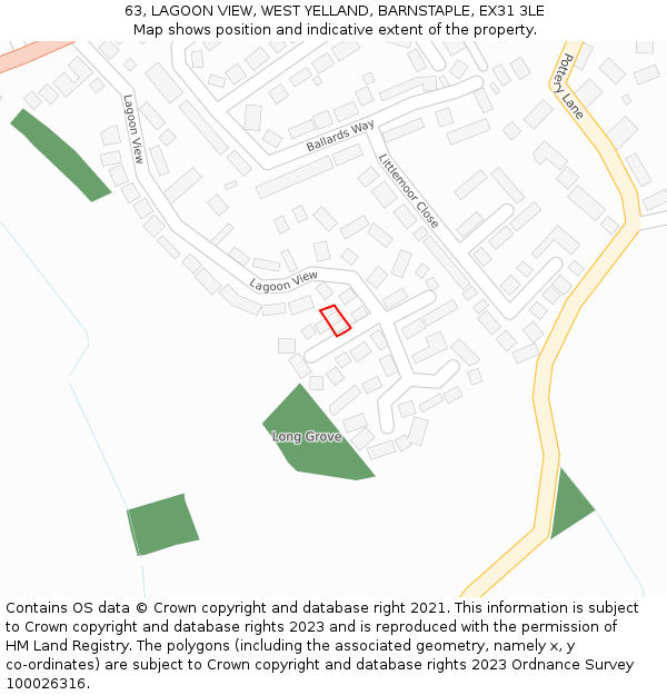 63, LAGOON VIEW, WEST YELLAND, BARNSTAPLE, EX31 3LE: Location map and indicative extent of plot