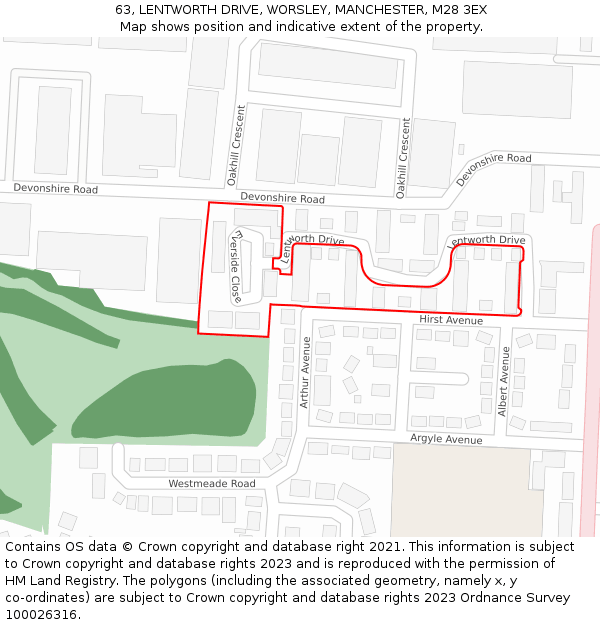 63, LENTWORTH DRIVE, WORSLEY, MANCHESTER, M28 3EX: Location map and indicative extent of plot