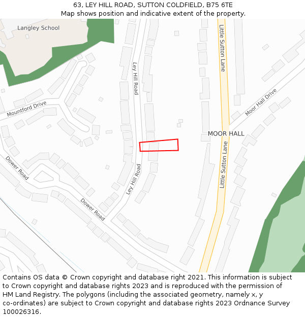 63, LEY HILL ROAD, SUTTON COLDFIELD, B75 6TE: Location map and indicative extent of plot