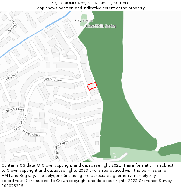 63, LOMOND WAY, STEVENAGE, SG1 6BT: Location map and indicative extent of plot