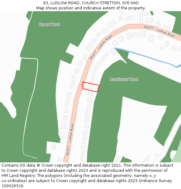 63, LUDLOW ROAD, CHURCH STRETTON, SY6 6AD: Location map and indicative extent of plot