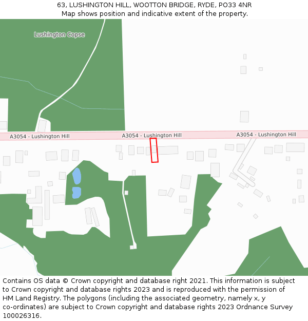 63, LUSHINGTON HILL, WOOTTON BRIDGE, RYDE, PO33 4NR: Location map and indicative extent of plot