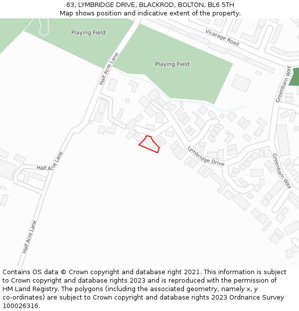 63, LYMBRIDGE DRIVE, BLACKROD, BOLTON, BL6 5TH: Location map and indicative extent of plot