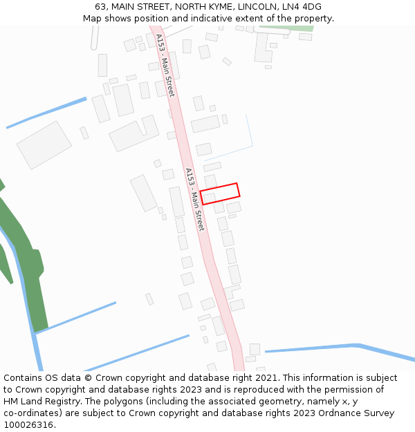 63, MAIN STREET, NORTH KYME, LINCOLN, LN4 4DG: Location map and indicative extent of plot