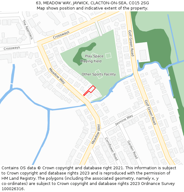 63, MEADOW WAY, JAYWICK, CLACTON-ON-SEA, CO15 2SG: Location map and indicative extent of plot