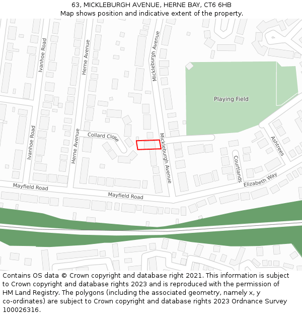 63, MICKLEBURGH AVENUE, HERNE BAY, CT6 6HB: Location map and indicative extent of plot