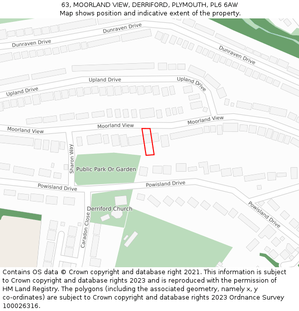 63, MOORLAND VIEW, DERRIFORD, PLYMOUTH, PL6 6AW: Location map and indicative extent of plot