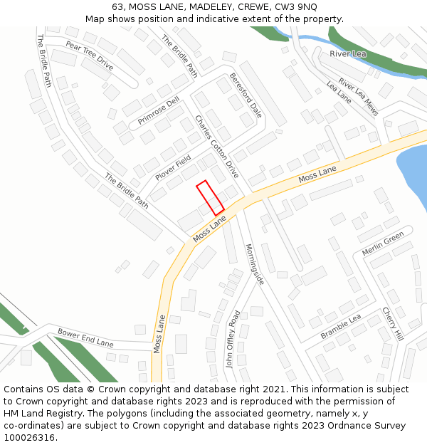 63, MOSS LANE, MADELEY, CREWE, CW3 9NQ: Location map and indicative extent of plot