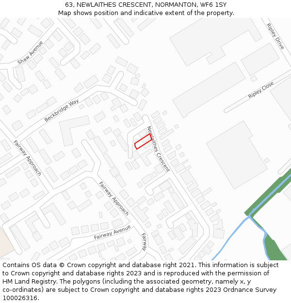 63, NEWLAITHES CRESCENT, NORMANTON, WF6 1SY: Location map and indicative extent of plot