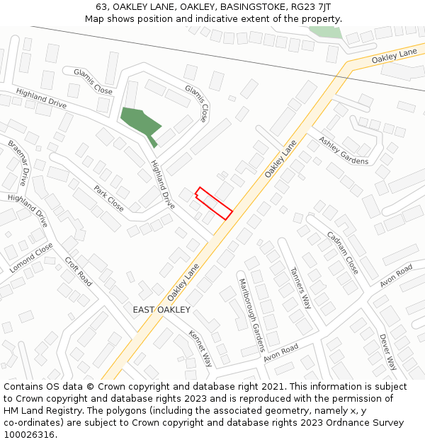 63, OAKLEY LANE, OAKLEY, BASINGSTOKE, RG23 7JT: Location map and indicative extent of plot