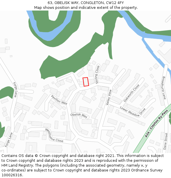 63, OBELISK WAY, CONGLETON, CW12 4FY: Location map and indicative extent of plot