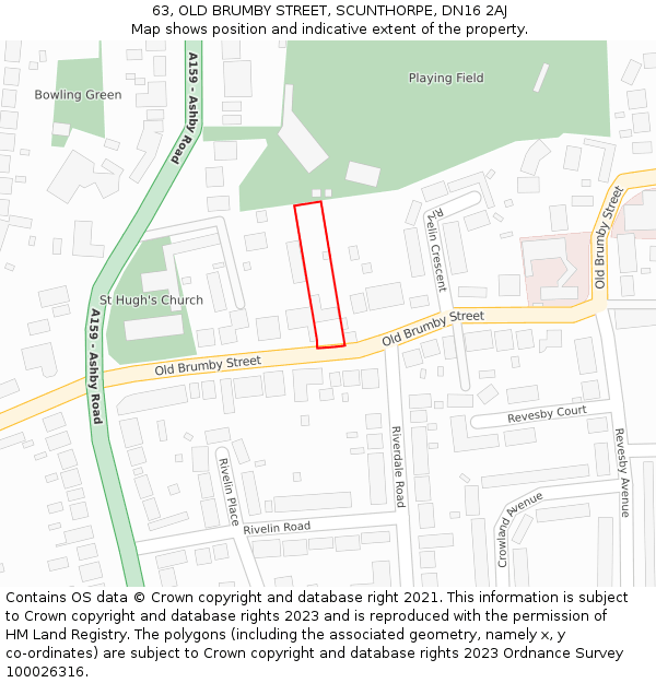 63, OLD BRUMBY STREET, SCUNTHORPE, DN16 2AJ: Location map and indicative extent of plot