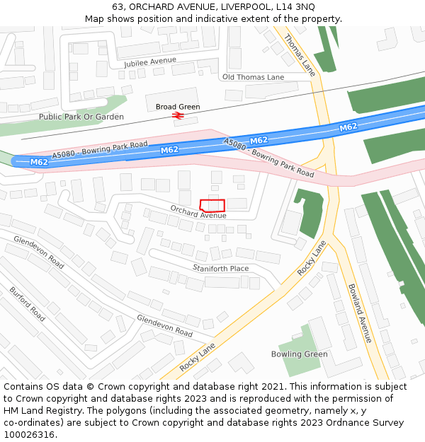 63, ORCHARD AVENUE, LIVERPOOL, L14 3NQ: Location map and indicative extent of plot