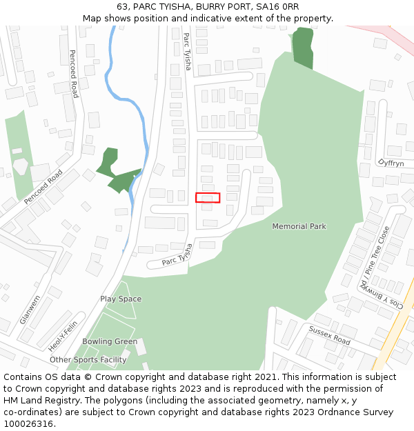 63, PARC TYISHA, BURRY PORT, SA16 0RR: Location map and indicative extent of plot