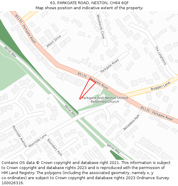 63, PARKGATE ROAD, NESTON, CH64 6QF: Location map and indicative extent of plot