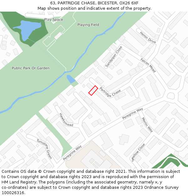 63, PARTRIDGE CHASE, BICESTER, OX26 6XF: Location map and indicative extent of plot