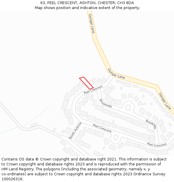 63, PEEL CRESCENT, ASHTON, CHESTER, CH3 8DA: Location map and indicative extent of plot