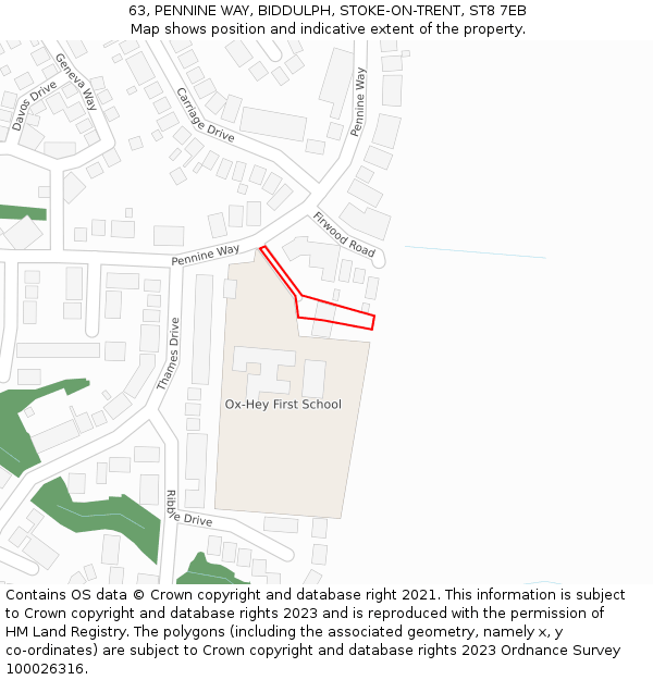 63, PENNINE WAY, BIDDULPH, STOKE-ON-TRENT, ST8 7EB: Location map and indicative extent of plot