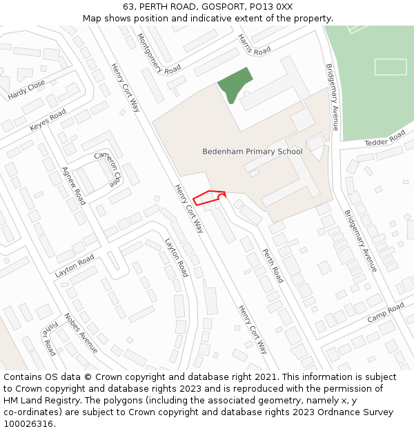 63, PERTH ROAD, GOSPORT, PO13 0XX: Location map and indicative extent of plot