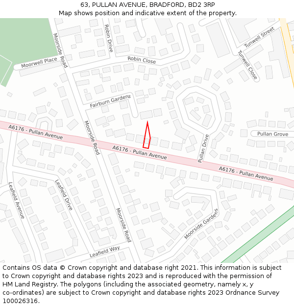 63, PULLAN AVENUE, BRADFORD, BD2 3RP: Location map and indicative extent of plot