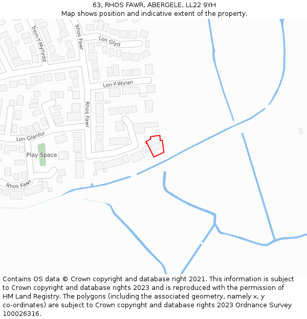 63, RHOS FAWR, ABERGELE, LL22 9YH: Location map and indicative extent of plot