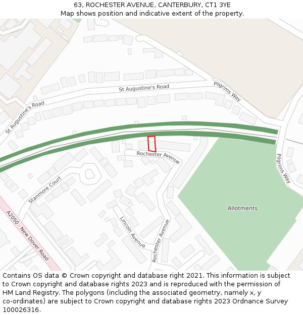 63, ROCHESTER AVENUE, CANTERBURY, CT1 3YE: Location map and indicative extent of plot