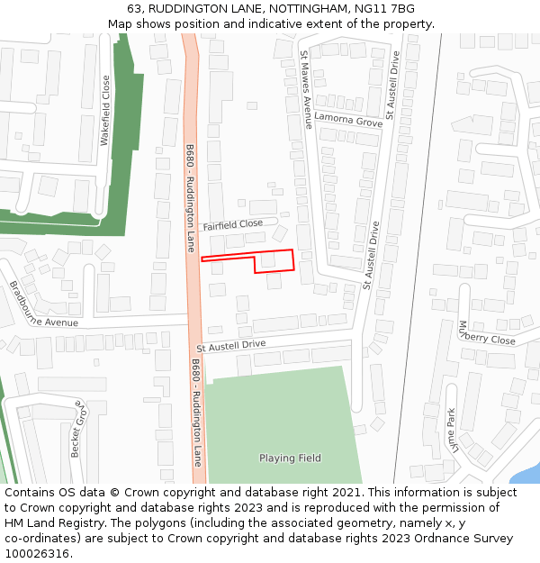 63, RUDDINGTON LANE, NOTTINGHAM, NG11 7BG: Location map and indicative extent of plot