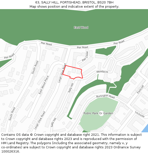 63, SALLY HILL, PORTISHEAD, BRISTOL, BS20 7BH: Location map and indicative extent of plot