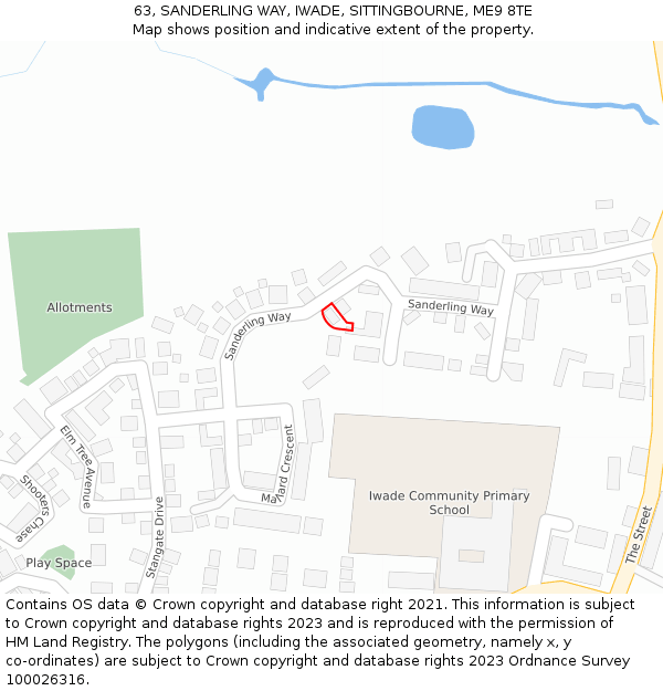 63, SANDERLING WAY, IWADE, SITTINGBOURNE, ME9 8TE: Location map and indicative extent of plot